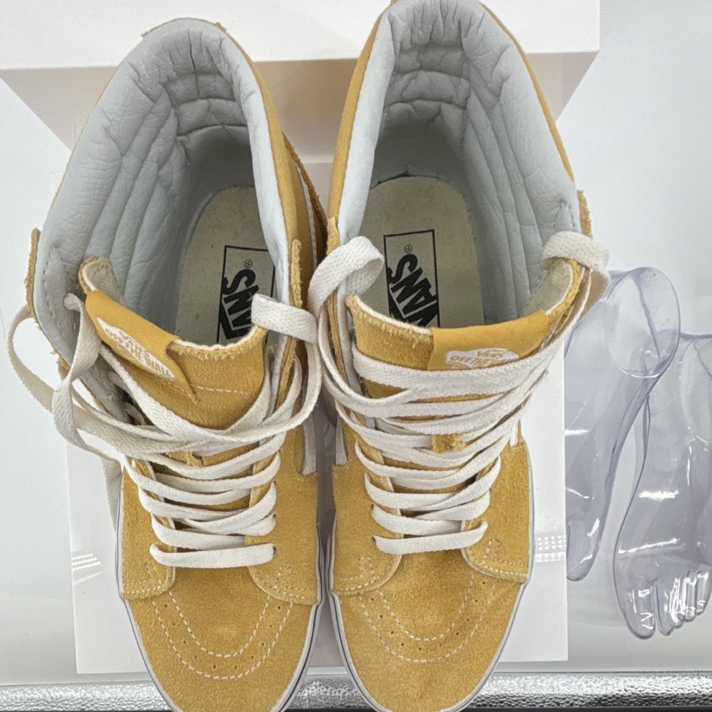 VANS Sk8 Hi High Top Skateboard Shoes Yellow Golden Brown Suede Canvas Lace Up - Picture 8 of 12